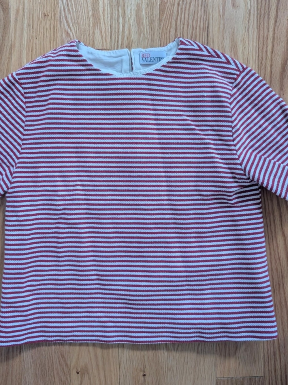 RED Valentino Red and White Striped Short Sleeve Tee